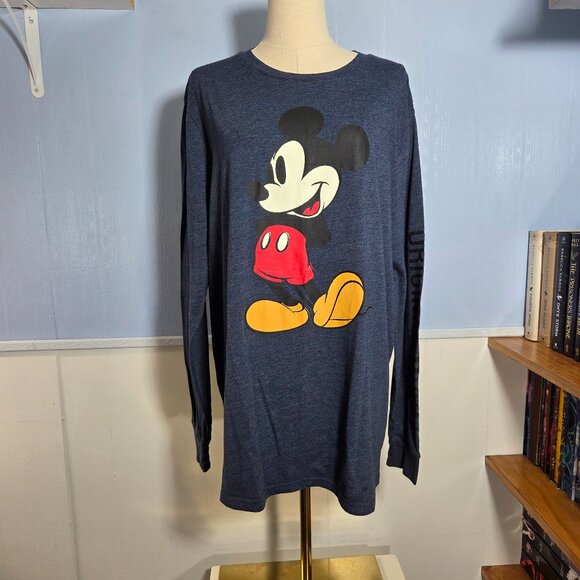 Disney Mickey Mouse Extra Large Heathered Blue Longsleeve Original Mickey Tee - Picture 1 of 10